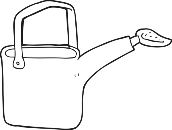 Bir insan tarafından çizilmiş siyah beyaz karikatür sulama kutusu.