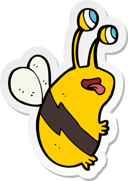 Bir insan tarafından çizilmiş komik bir arının çıkartması