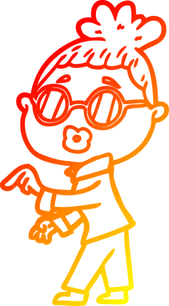 Bir insan tarafından çizilmiş gözlüklü bir karikatür kadın çizimi.