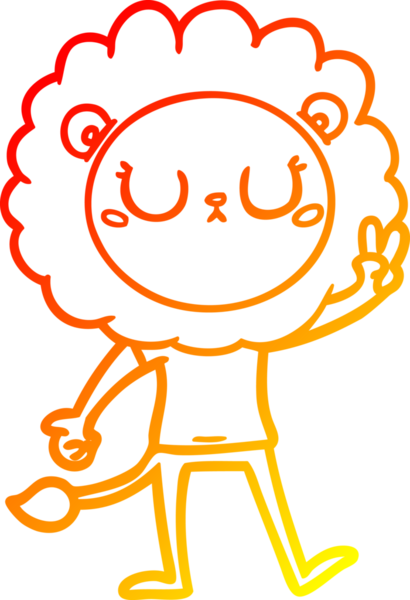 Karikatür aslanının insan tarafından çizilmiş sıcak çizgi çizimi.