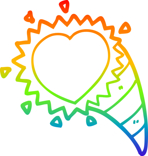 Gökkuşağı gradyan çizgi çizimi Bir insan tarafından çizilmiş aşk kalp sembolü