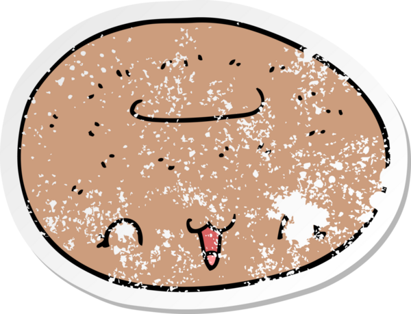 Bir insan tarafından çizilmiş tatlı bir çizgi film çöreğinin sıkıntılı çıkartması.