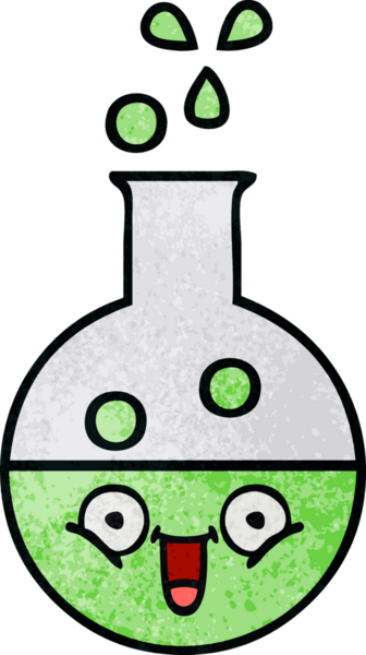 Bir insan tarafından çizilmiş bir test tüpünün retro grunge desen karikatürü