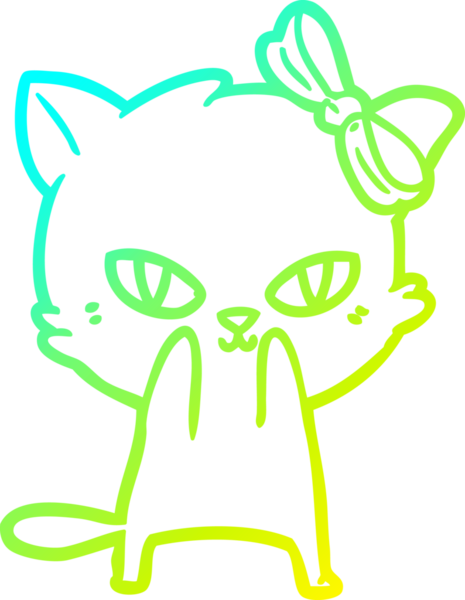 Bir insan tarafından çizilmiş bir çizgi film kedisinin soğuk gradyan çizgisi.