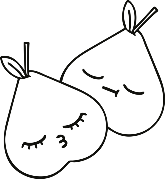 Bir insan tarafından çizilmiş yeşil bir armut çizimi.