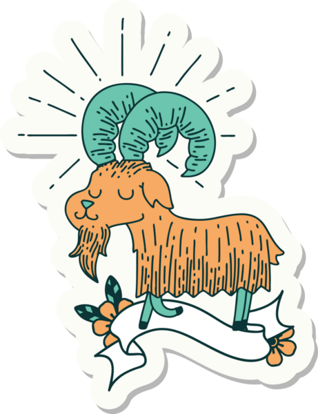 Bir insan tarafından çizilmiş mutlu keçi dövmesi stili.