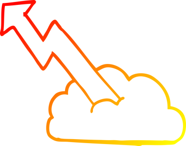 Bir insan tarafından çizilen yükselen okun sıcak çizgi çizimi