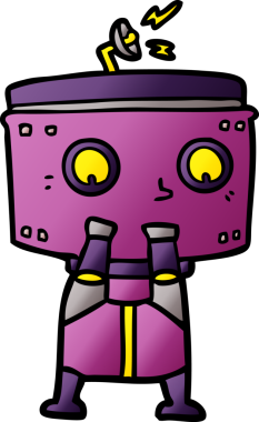 Bir insan tarafından çizilmiş çizgi film robotu