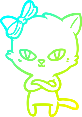 Bir insan tarafından çizilmiş bir çizgi film kedisinin soğuk gradyan çizgisi.