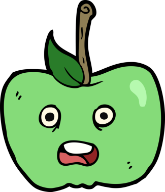 bir insan tarafından çizilmiş elma karikatürü