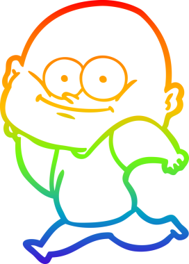 Gökkuşağı gradyan çizgi çizimi bir insan tarafından çizilmiş kel bir adamın çizimi