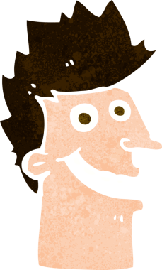 Bir insan tarafından çizilmiş mutlu adam yüzü.