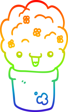 gökkuşağı gradyan çizgi çizimi bir insan tarafından tencereye çizilmiş bir çalı