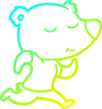 Bir insan tarafından çizilmiş mutlu bir kutup ayısının soğuk çizgi çizimi.