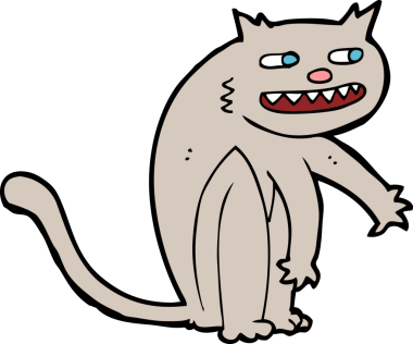 Bir insan tarafından çizilmiş mutlu bir kedi.