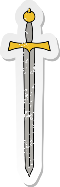 İnsan eliyle çizilmiş garip bir kılıcın sıkıntılı çıkartması.