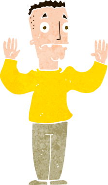 Bir insan tarafından çizilen karikatür adam teslim oluyor.