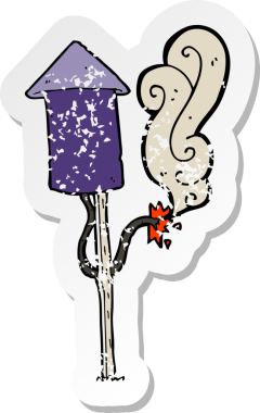 Bir insan tarafından çizilmiş bir havai fişeğin gerilimli çıkartması.