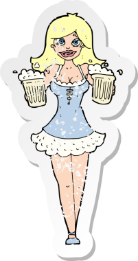 Bir insan tarafından çizilmiş karikatür bira festivali kızına ait gerilimli bir çıkartma.