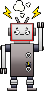 Bir insan tarafından çizilmiş bir robotun gölgelenmiş çizimi