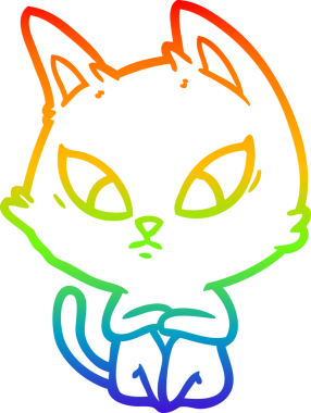 Bir insan tarafından çizilmiş kafası karışmış çizgi film kedisinin çizimi.