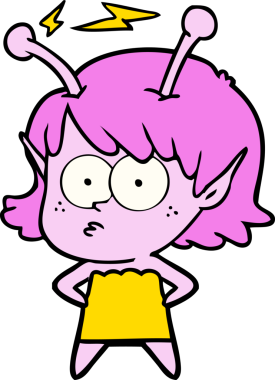 Bir insan tarafından çizilmiş uzaylı kız.