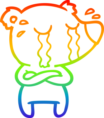 Gökkuşağı gradyan çizgi çizimi bir insan tarafından çizilmiş ağlayan ayı