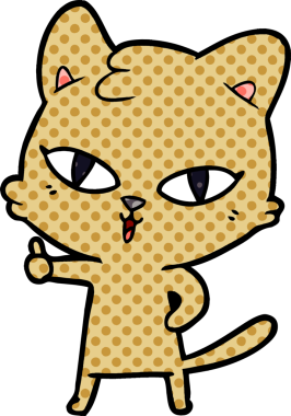 Bir insan tarafından çizilmiş çizgi film kedisi.