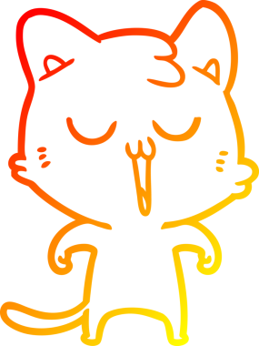 Bir insan tarafından çizilmiş çizgi film kedisinin sıcak çizgi çizimi