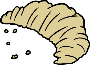 Bir insan tarafından çizilmiş kruvasan çizgi filmi.