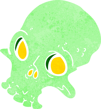 Bir insan tarafından çizilmiş ürkütücü bir kafatası.