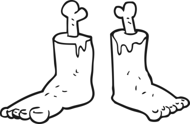 El yazısıyla çizilmiş siyah beyaz karikatür. Bir insan tarafından çizilmiş iğrenç ayak.