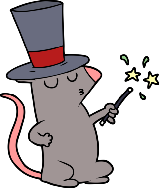 bir insan tarafından çizilmiş çizgi roman fare sihirbazı