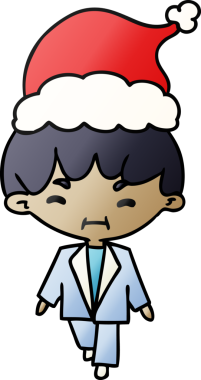 Bir insan tarafından çizilmiş Kawai çocuğunun el çizimi gradyan çizgi filmi.