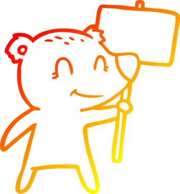 Bir insan tarafından çizilmiş çizgi film ayısının sıcak çizgi çizimi