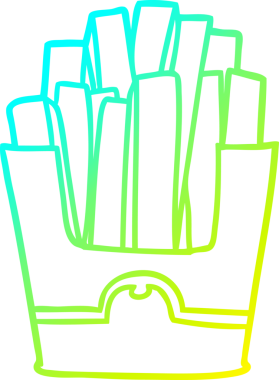 Bir insan tarafından çizilmiş abur cubur kızartmasının soğuk gradyan çizgisi.