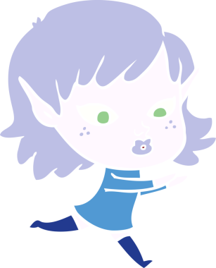 Bir insan tarafından çizilmiş düz renkli bir elf kızı.