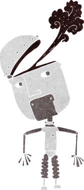 Bir insan tarafından çizilmiş komik robot.