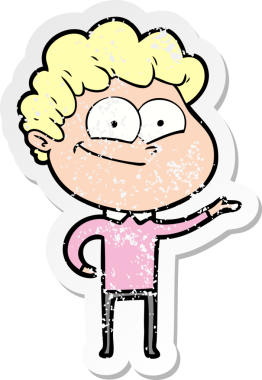 Bir insan tarafından çizilmiş mutlu bir adamın sıkıntılı çıkartması.