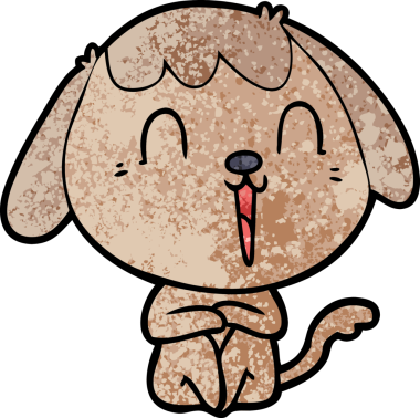 Bir insan tarafından çizilmiş şirin bir çizgi film köpeği.