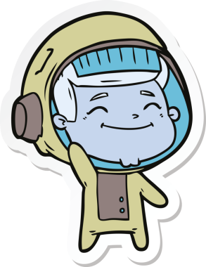Bir insan tarafından çizilmiş mutlu bir astronotun çıkartması.