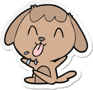 Bir insan tarafından çizilmiş şirin bir köpeğin çıkartması.