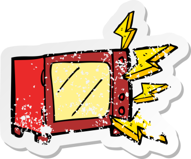 Bir insan tarafından çizilmiş bir karikatür mikrodalgasının gerilimli etiketi.