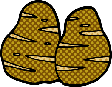 Bir insan tarafından çizilmiş patatesler.