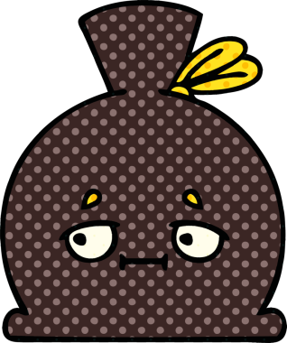 Bir insan tarafından çizilmiş bir çuval karikatürü.