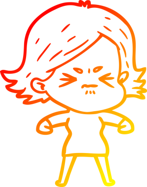 Bir insan tarafından çizilmiş kızgın bir kızın sıcak çizgi çizimi