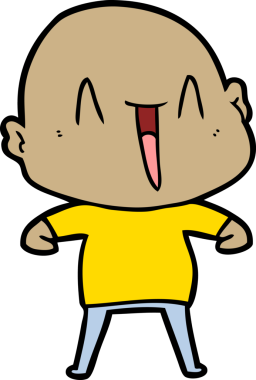 Bir insan tarafından çizilmiş mutlu, kel adam.