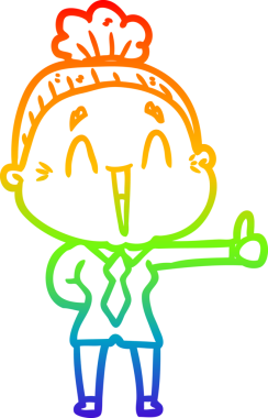 Gökkuşağı gradyan çizgi çizimi Bir insan tarafından çizilmiş mutlu yaşlı kadın