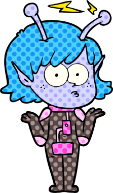 Bir insan tarafından çizilmiş uzaylı kız.