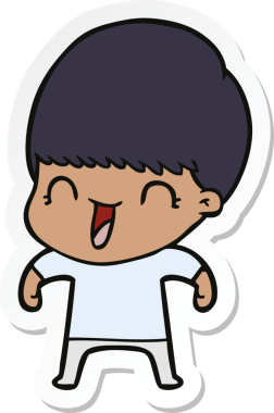 Bir insan tarafından çizilmiş mutlu bir çizgi film çocuğunun çıkartması.